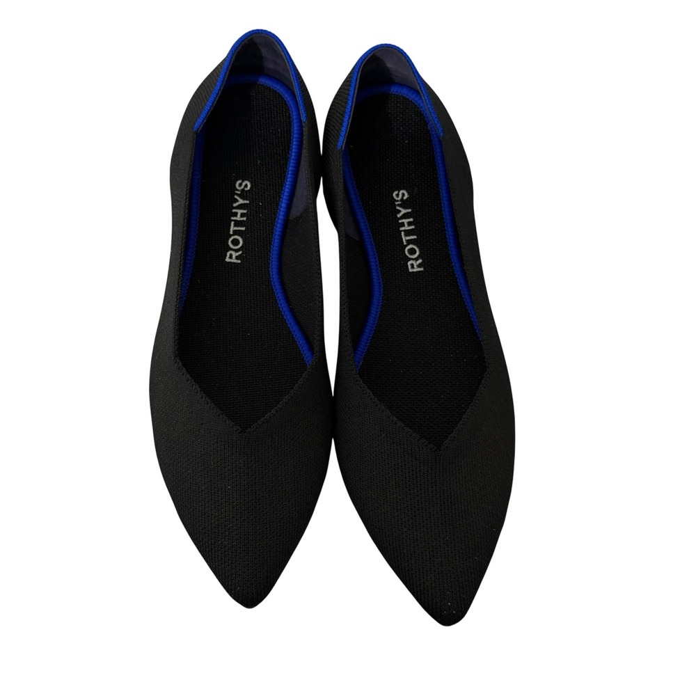 Rothy's The Point Flats Womens 9.5 Black Pointed Toe Sustainable Slip On Shoes